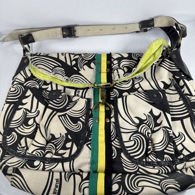 III Parcel Multicolor Canvas Hobo Style Shoulder Bag w/ Clasp & Pockets GUC