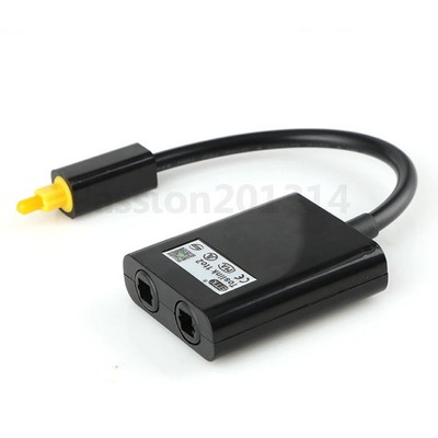 Dual Port Optical Toslink Digital Adapter Splitter Audio Cable Fiber 1 In 2 Out