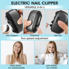 3 In 1 Electric Nail Cutter Clipper Fingernail Trimmer -Grinding and Polishing