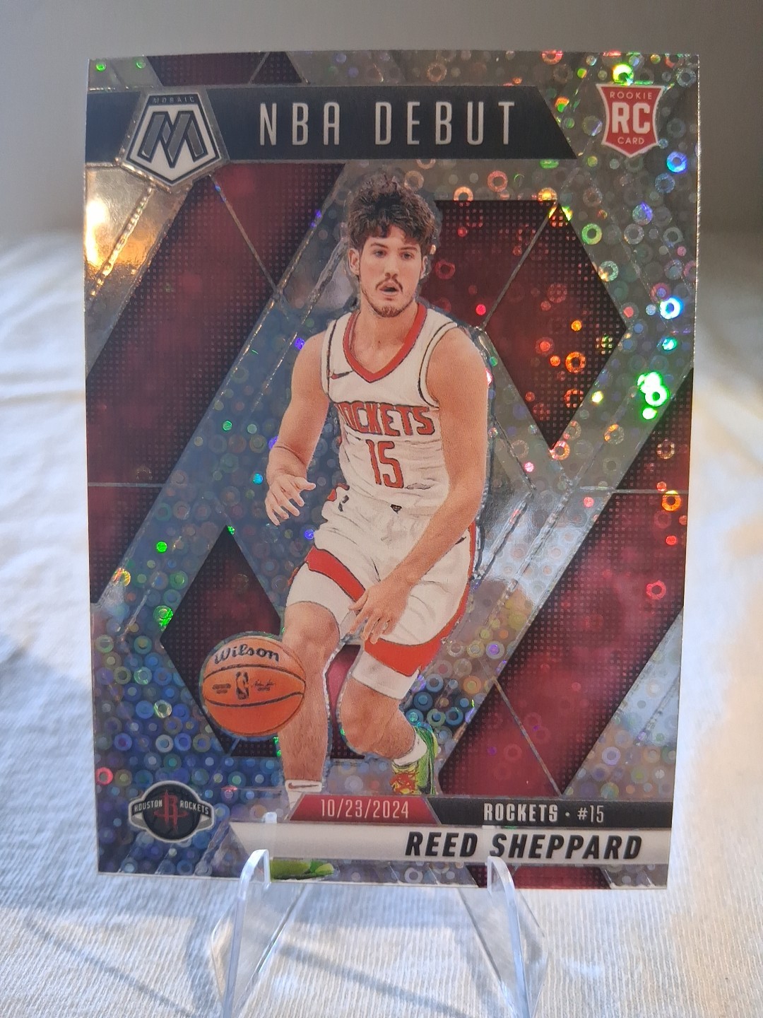 2024-25 Panini Mosaic Reed Sheppard Fast Break Prizm #252 NBA DEBUT Rookie RC