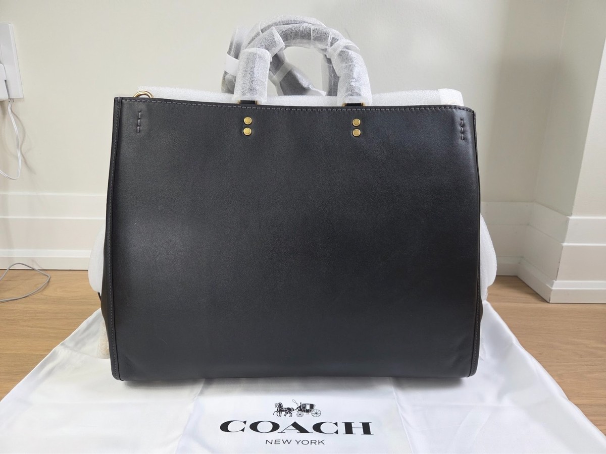 40【未使用級】COACH ボディバッグ Coach Rogue Bag 40 Black Leather With Brass Hardware | Brand New