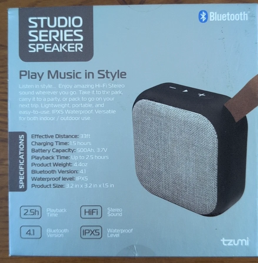 Studio Series Speaker by Tzumi - Square Mini Waterproof Bluetooth Fabric Speaker - Image 4 of 4