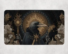 Crow Sorcerer Dark Avian Mage Bloomburrow Magic Fantasy MTG Playmat