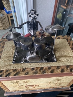 Drummer Welded Metal Art Sculpture Nuts Bolts Recycled