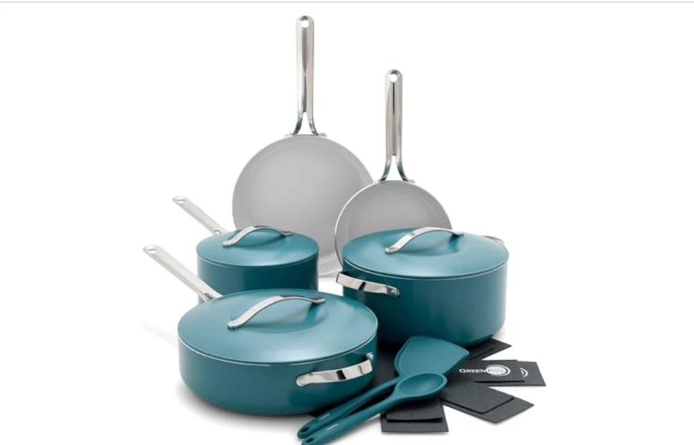 Nova 10-Piece Diamond Infused PFAS-Free Ceramic Nonstick Cookware Set NWB