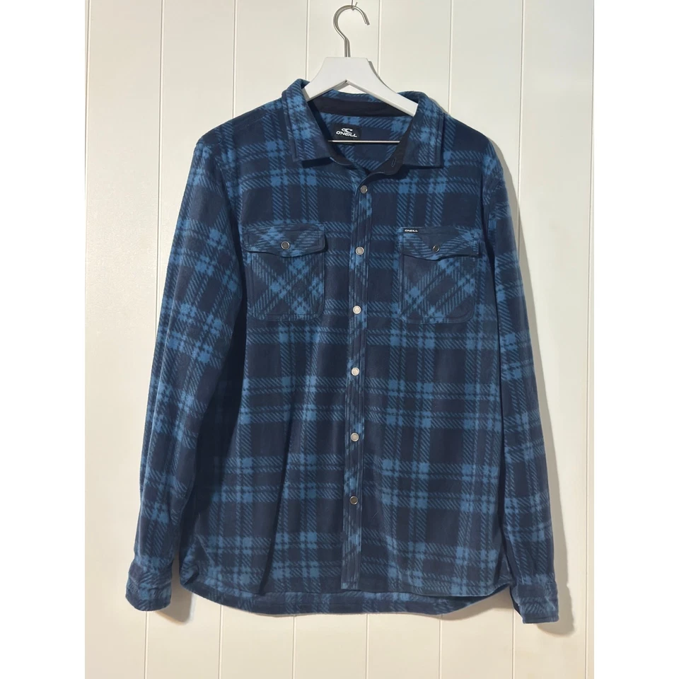 Camisa de franela súper polar azul glaciar O'Neill para hombre falta botón talla grande Foto 2 de 4