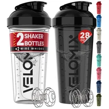 2 Pack 28Oz Protein Shaker Bottles with Wire Whisk Leakproof Shaker Cups