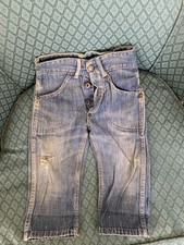 Vintage 50 s Toddler High rise Jeans Denim Blue Destroyed Rare