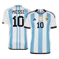 Official Adidas Lionel Messi #10 Argentina World Cup Home Jersey 2022 3 Stars