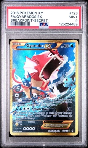 2016 POKEMON XY BREAKPOINT SECRET #123 FULL ART/GYARADOS EX PSA 9 GEM MINT