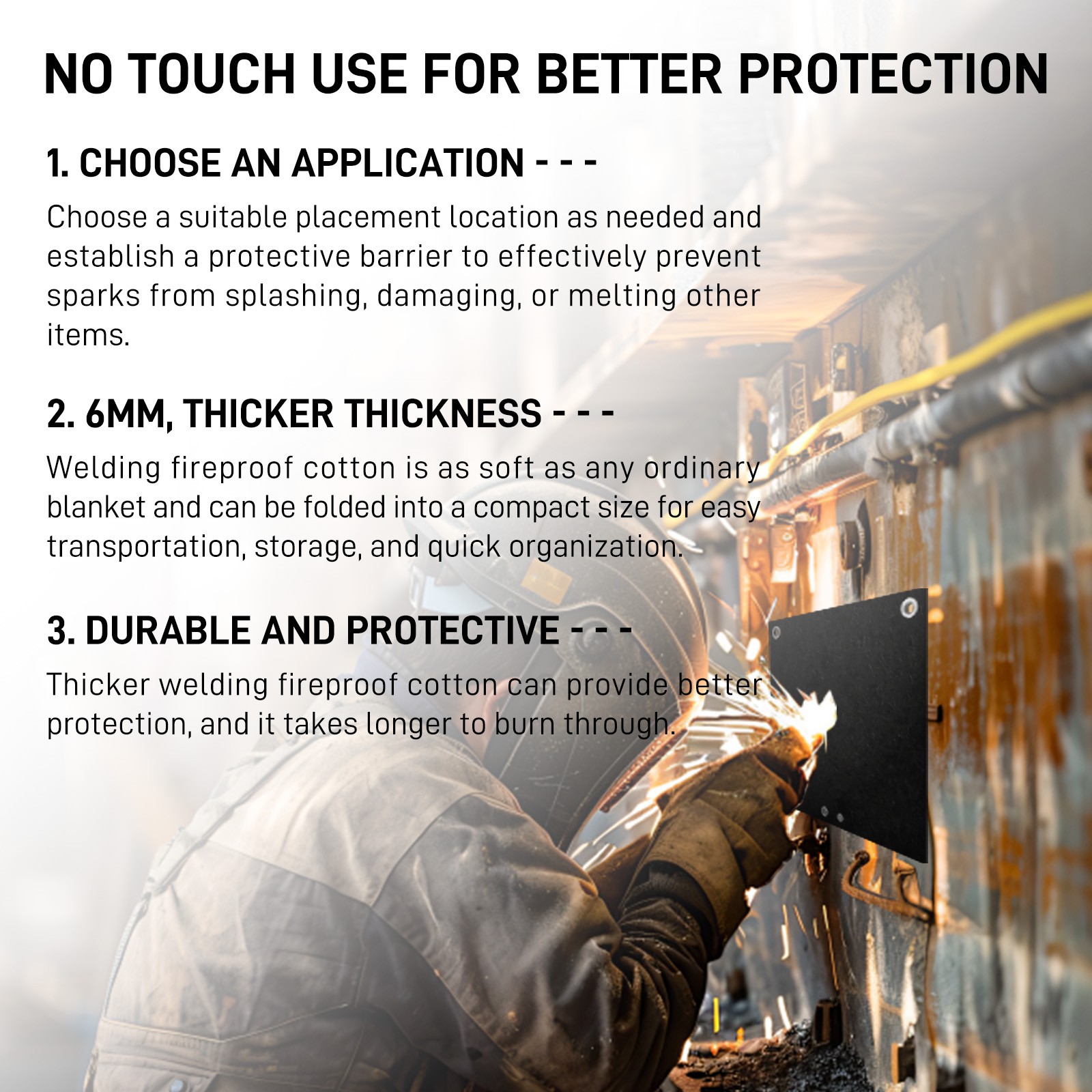 High Temp Carbon Felt Welding Blanket to 1800°F Fireproof Thermal Resistant Pad