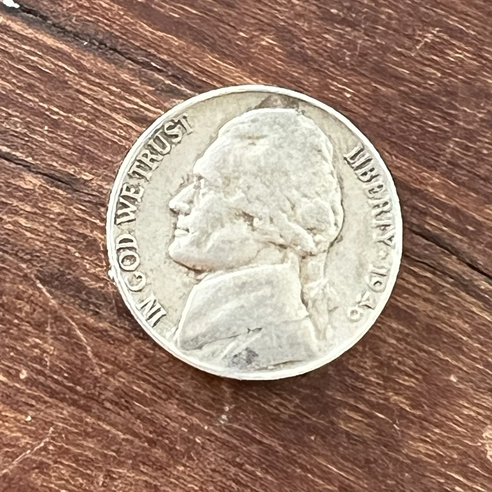 Jefferson Nickel 1946 RARE No Mint Mark! Low Mintage 75% Copper 25% Nickel - Image 2 of 4