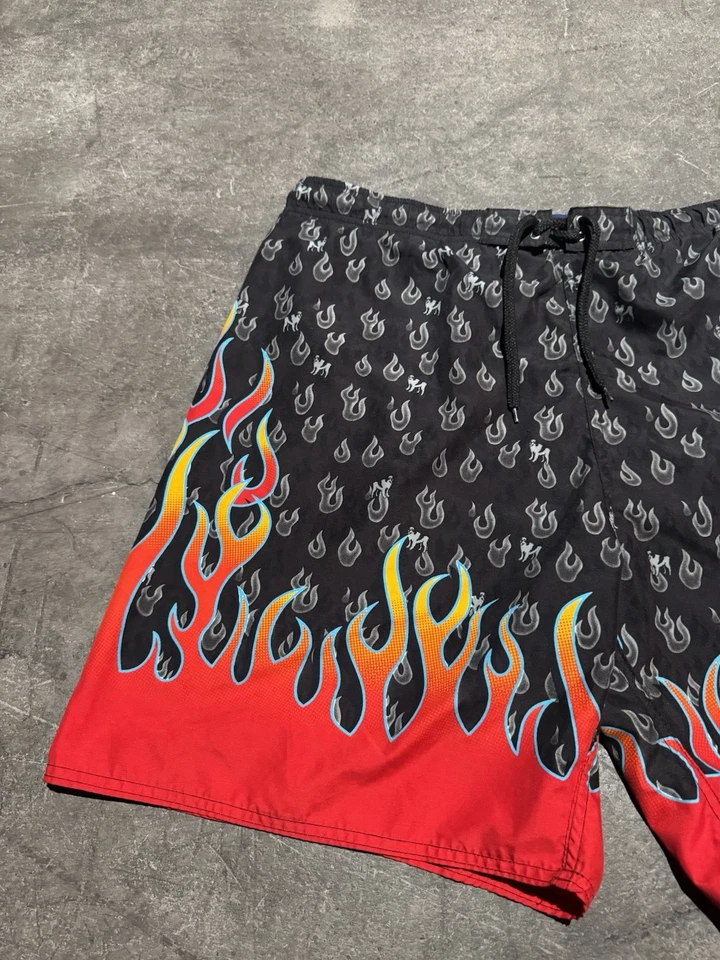 VINTAGE Bañador Big Dogs Para Hombres XL Llamas de Fuego Malla Forrado Pantalones Cortos Cordón Foto 4 de 4