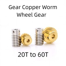Module 20T to 60T Gear Copper Worm Wheel Gear & Worm Gear Shaft 0.5/0.8/1/1.5