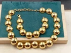 Estate Vintage MONET Gold Tone Costume Jewelry 7.5" Bracelet & 18" Necklace Set: