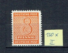 SBZ Sassonia occidentale 130 X con errore di piastra II (bordo sottile sinistro), in **