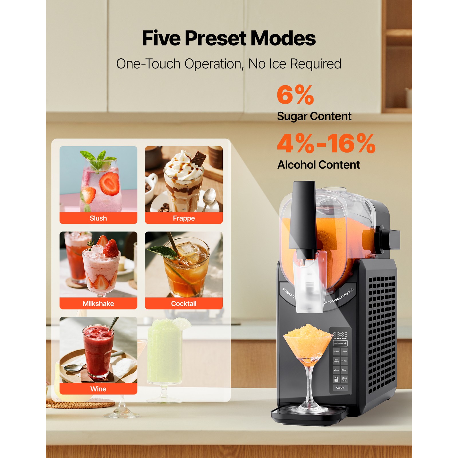 Uimoso 2.6L Frozen Drink Slushy Maker with 5 Preset Programs No Ice Required DIY