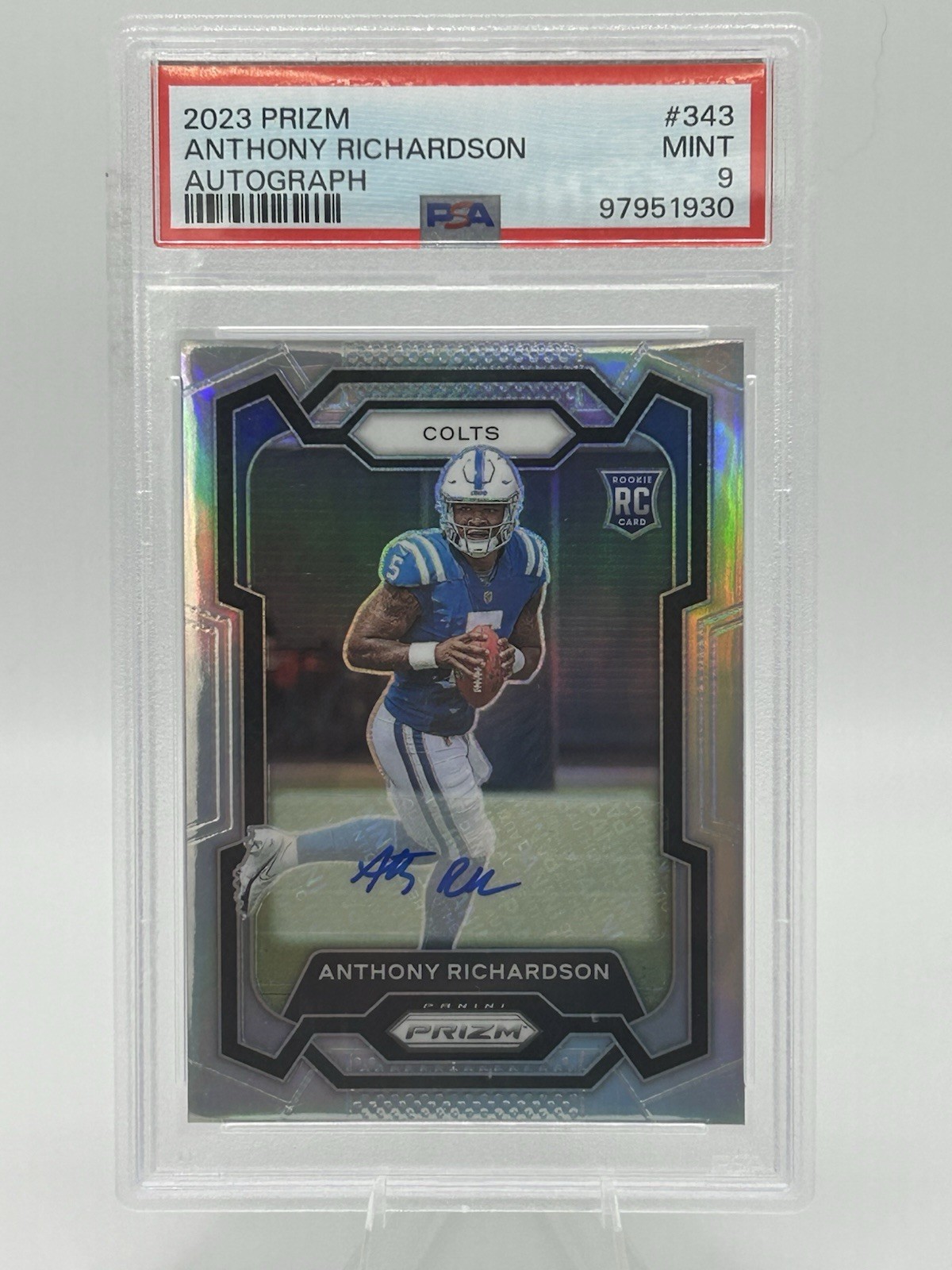 2023 Panini Prizm Anthony Richardson #343 Silver Prizm Rookie Auto PSA 9