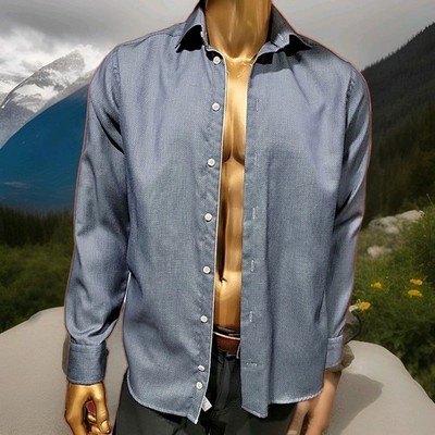 Eton Slim Fit 39/15.5 Signature Twill Navy Men's Shirt #WM1 