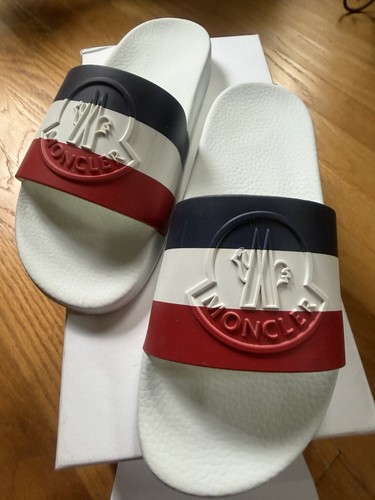 Moncler Basile Men's Slide Sandals Colorblock Logo White/Red/Navy EU 41