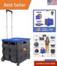 Quik Cart Collapsible Rolling Crate on Wheels for Teachers Tote Basket, 80 lb...