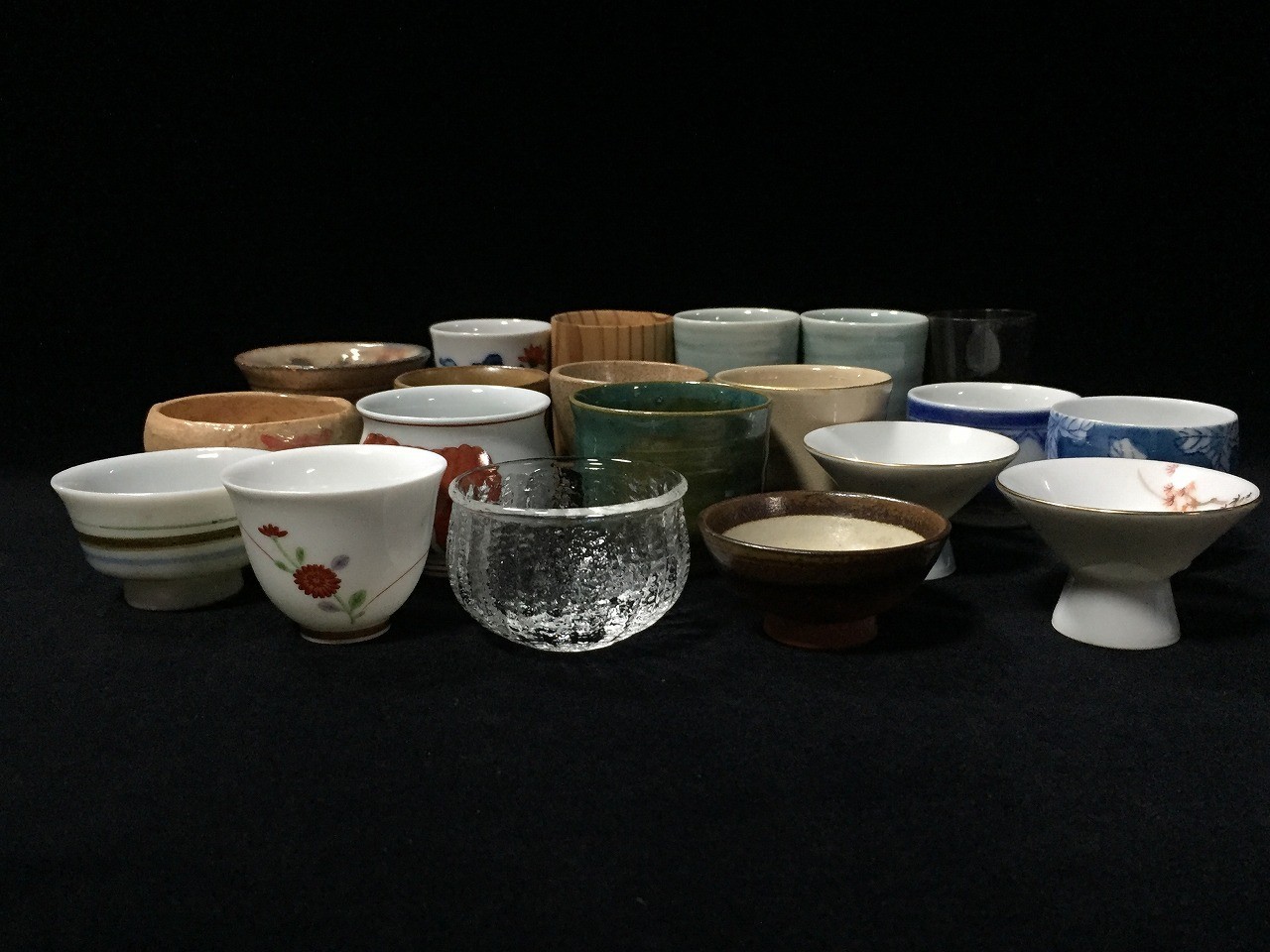 B0233 Japonés Pottery Sake Taza Surtido Juego 20pc Vintage Firmado Licor