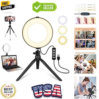 2 in 1 LED 6'' Ring Light with Tripod Stand & Clamp for YouTube Video and Make...