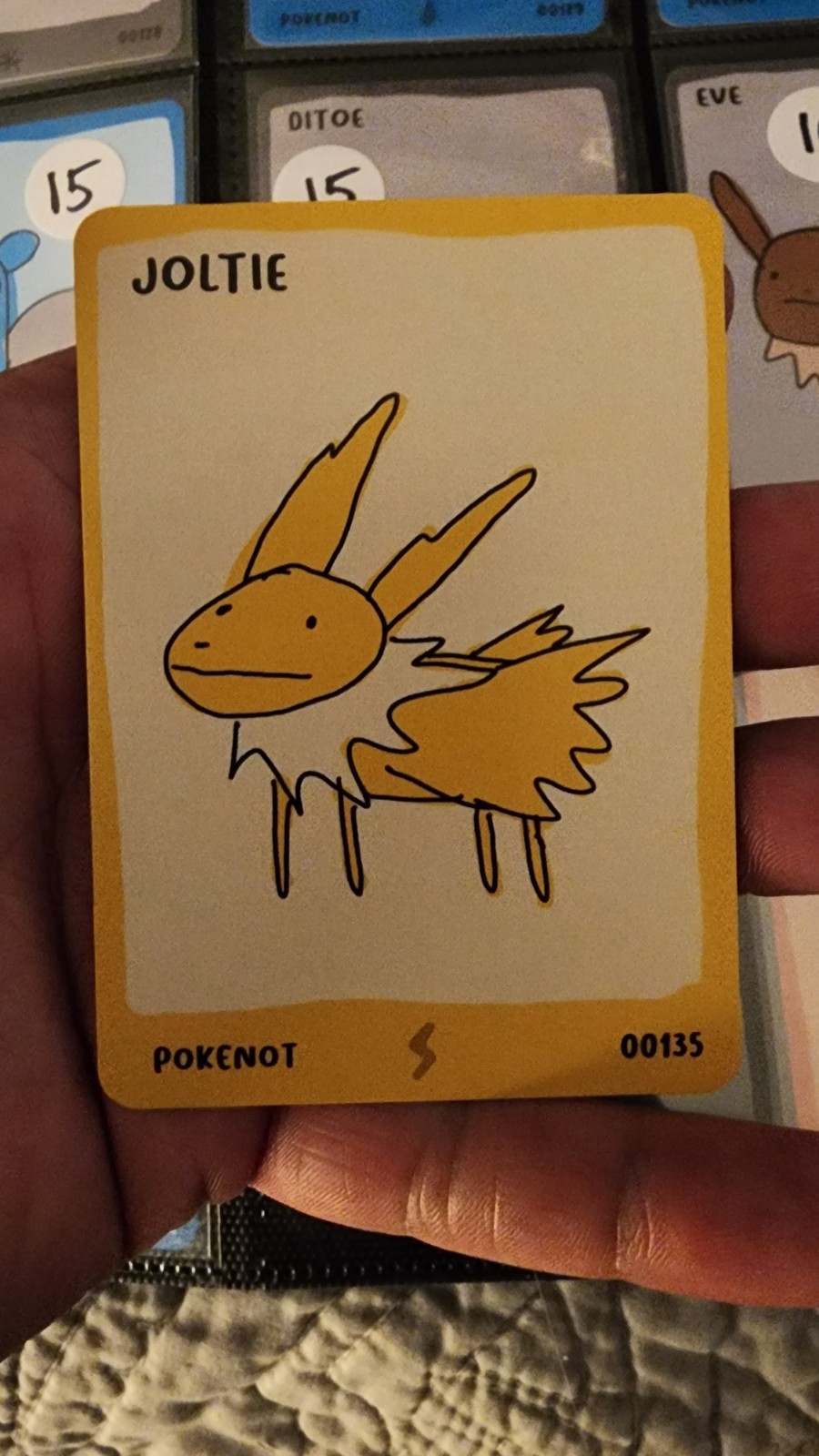 Pokenot Joltie #00135 0135 Dysfunctional Passholder 151 Card Jolteon Parody