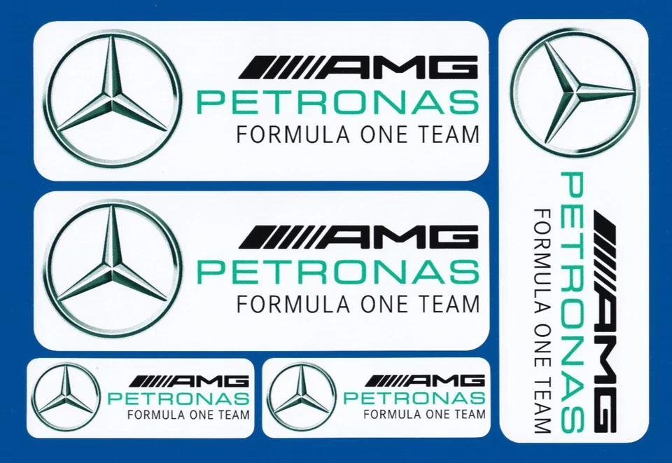5X AMG PETRONAS F1 TEAM MERCEDES VINYL STICKERS 3D EFFECT FREE P+P