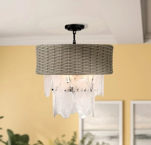 Minka Lavery 5296 Breaker Isle 6 Light 20"W Semi-Flush Waterfall - Coal - Picture 2 of 12