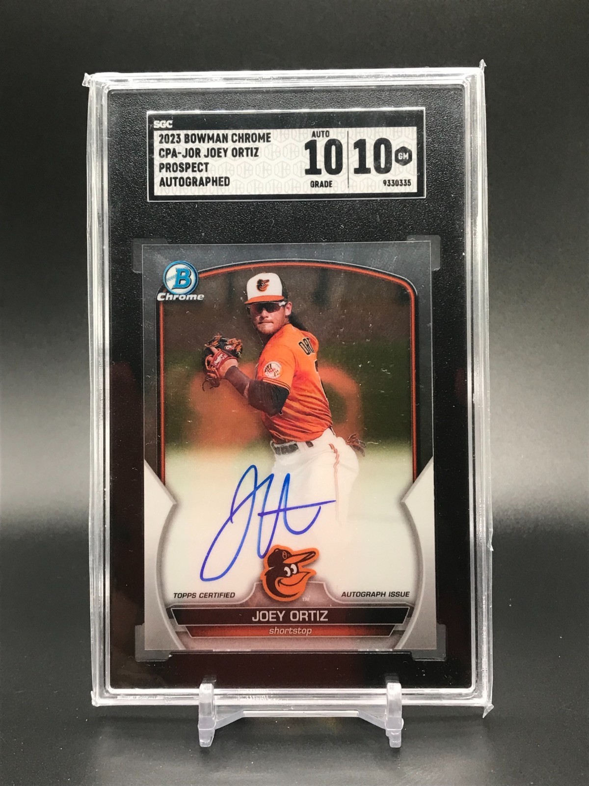 Joey Ortiz 2023 Bowman Chrome Base Prospect Auto Autograph #CPA-JOR SGC 10/10