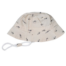 Baby Bucket Hat All Over Fish Print Reversable Plaid inside with Drawstring 2-4