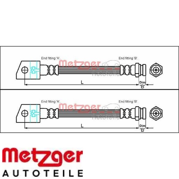 2X Bremsschlauch Metzger 4114749 2 BremsschläUche Rechts Links Hinten FüR Opel-image
