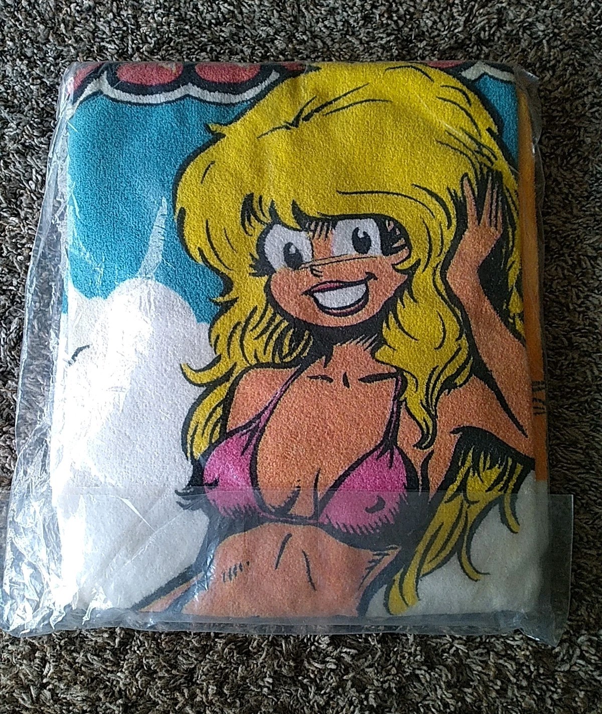 Vintage CHERRY POPTART Beach Towel 1992 LARRY WELZ KITCHEN SINK Comics Very Rare