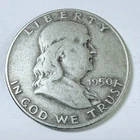 1950-D Franklin Half Dollar, 90% Silver, Circulated Coin Free Shipping #8847