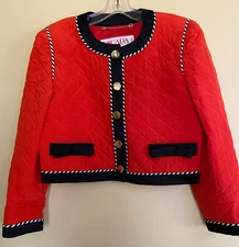 ESCADA VINTAGE SILK CROPPED BLAZER IN ORANGE ROPE TRIM BOW ACCENT 40 WEST GERMAN