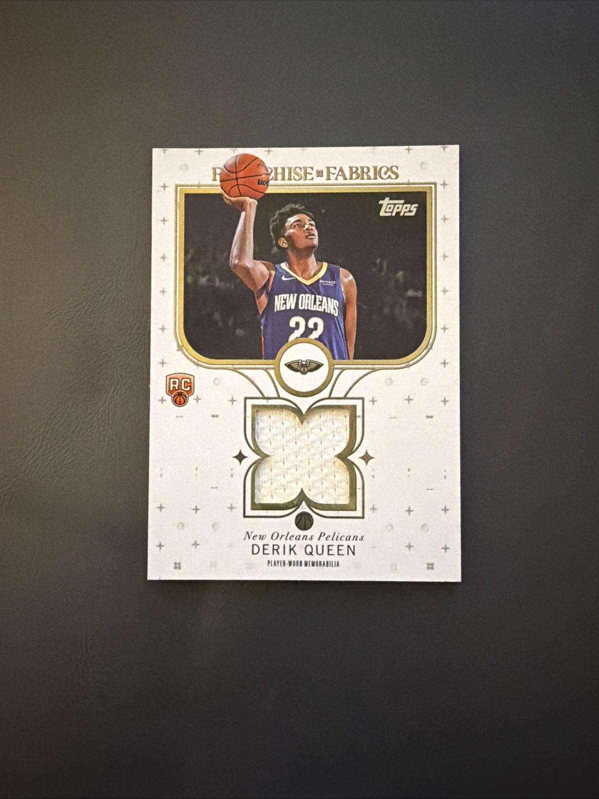 2025-26 Topps Basketball Franchise Fabrics Derik Queen FF-DQ New Orleans Pelican