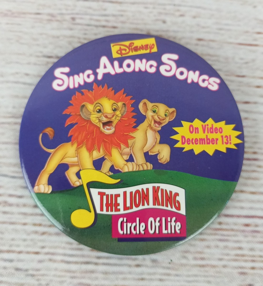 Disney The Lion King Sing Along Song Circle of Life Pin Button Badge