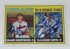 SHAWN ARMSTRONG GIOVANNI SOTO SIGNED AUTO'D 2016 TOPPS HERITAGE CARD 165 INDIANS