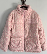 A**holes Live Forever Pink Cheetah Puffer/winter Jacket Women’s Size Medium