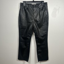 ZARA Sz 8 Wide Leg Vegan Faux Leather Pant Biker Moto Western Festival High Rise