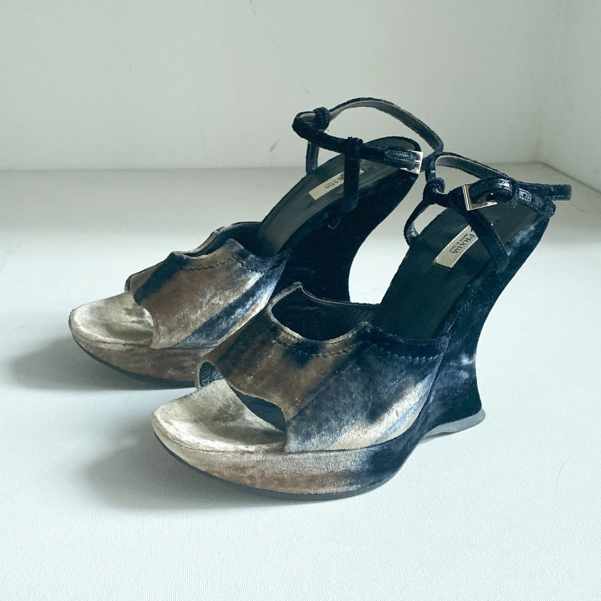 Prada silver wedge clearance sandals