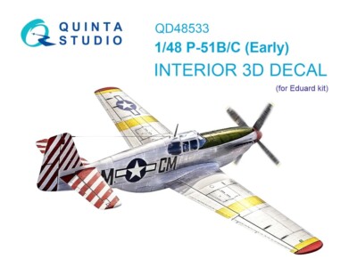 1/48 Quinta Studios 3D Interior Decal #48533 P-51B/C Mustang Early For EDU