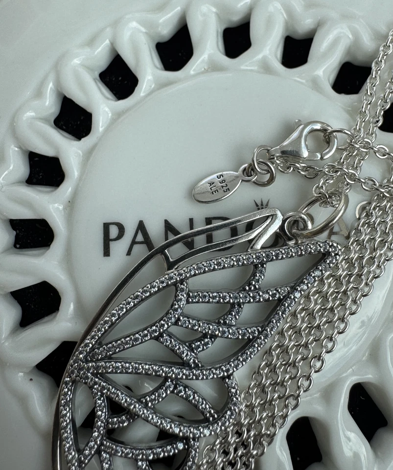 Auténtico Collar Mariposa Pandora Nuevo Principiante #390367CZ- 90 cm / 35,4 pulgadas Foto 2 de 4