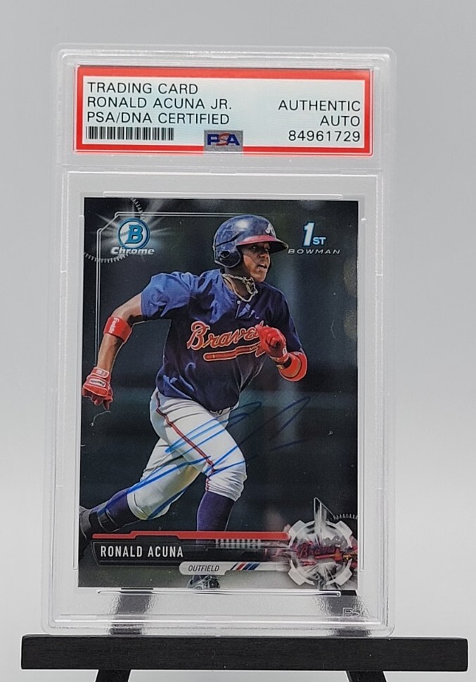 Ronald Acuna Jr Signed 2017 1st Bowman Prospects Card #BCP127 PSA/DNA Braves