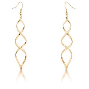 Authentic Yellow Gold Plated Golden Twist Earrings 3.3" Inch Length