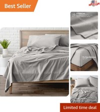 Plush Queen Flannel Sheet Set - Deep Pocket  Machine Washable - Light Grey