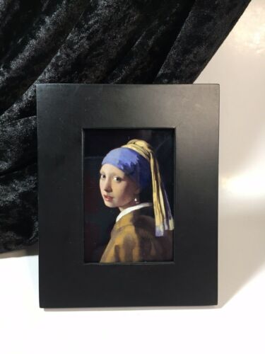 Girl with Pearl Earring Vermeer Painting Art Print Framed Mini Small Size 4"x5" - Picture 1 of 2
