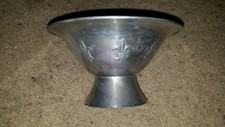 IHI Silver Tone Metal Fleur de Lis Change Tray 8 x 5 Made in India Bowel Footed