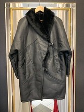 Genuine Sheepskin Black 3/4 Women Stylish Vintage Look Leather Coat Size S/m